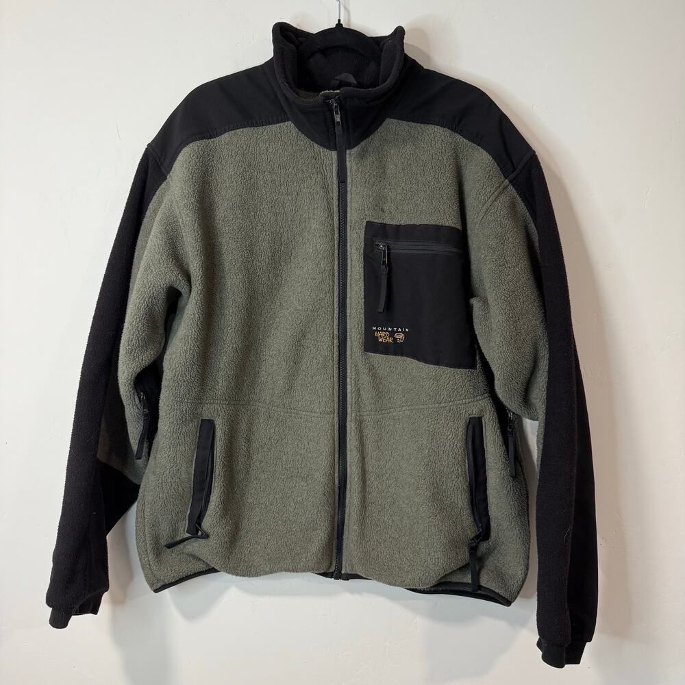 Mountain Hardwear Men's Vintage Fleece Jacket Full Zip Green Black XL